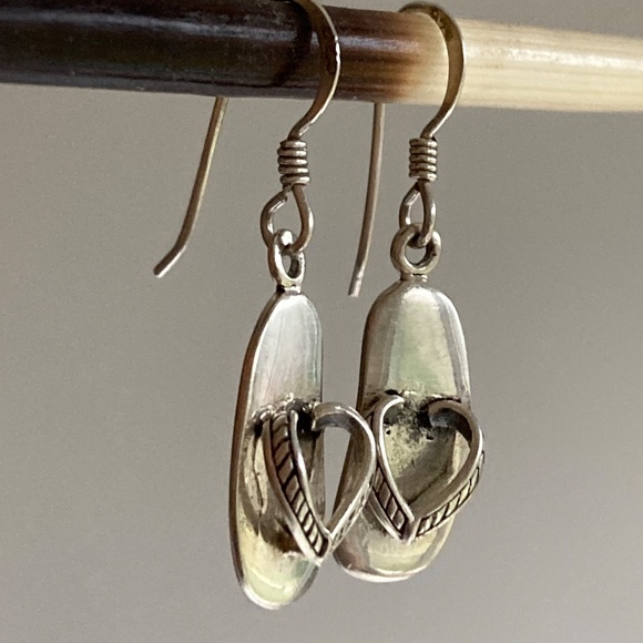 earrings flip-flops sterling silver hanging dangle - Picture 11 of 11
